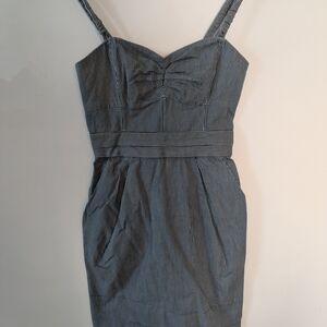 Wilfred Gray Sheath Mini Dress with Sweetheart Neckline